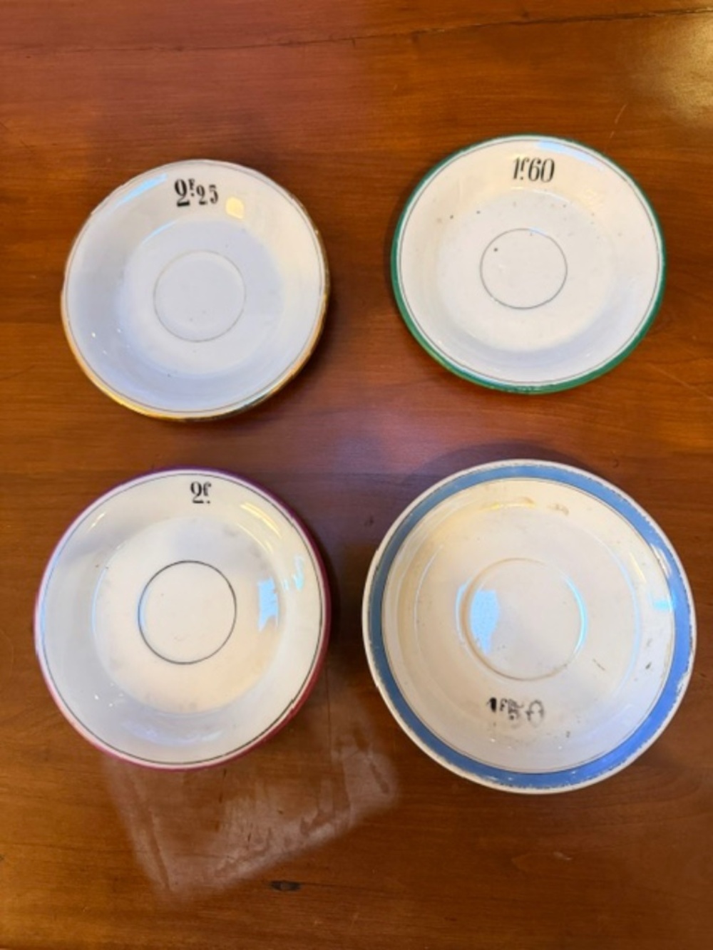 4 VINTAGE French Cafe Plates